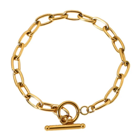 Gold Steel Chain Bracelet