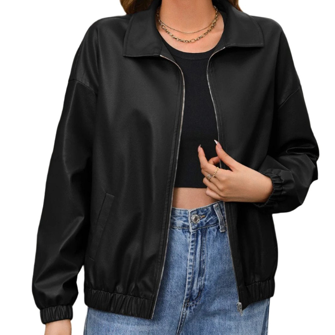 Zip Up Dropped Shoulder Jacket