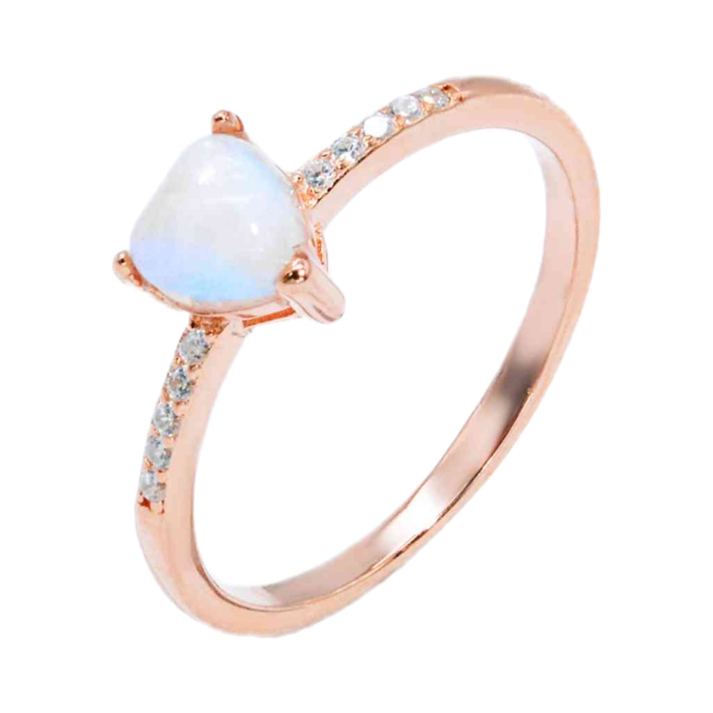 Rainbow Moonstone Heart Ring