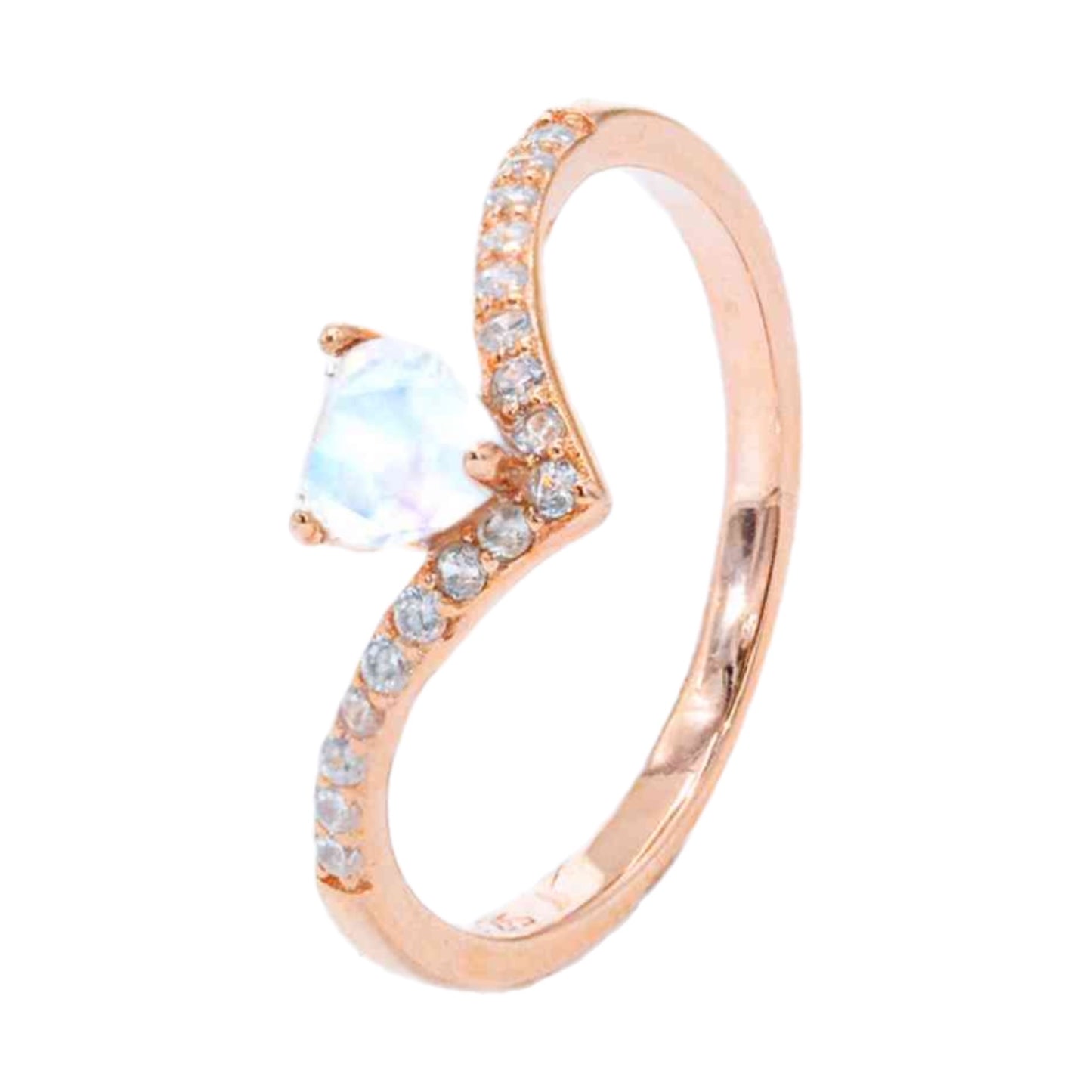 Rainbow Moonstone Heart Ring