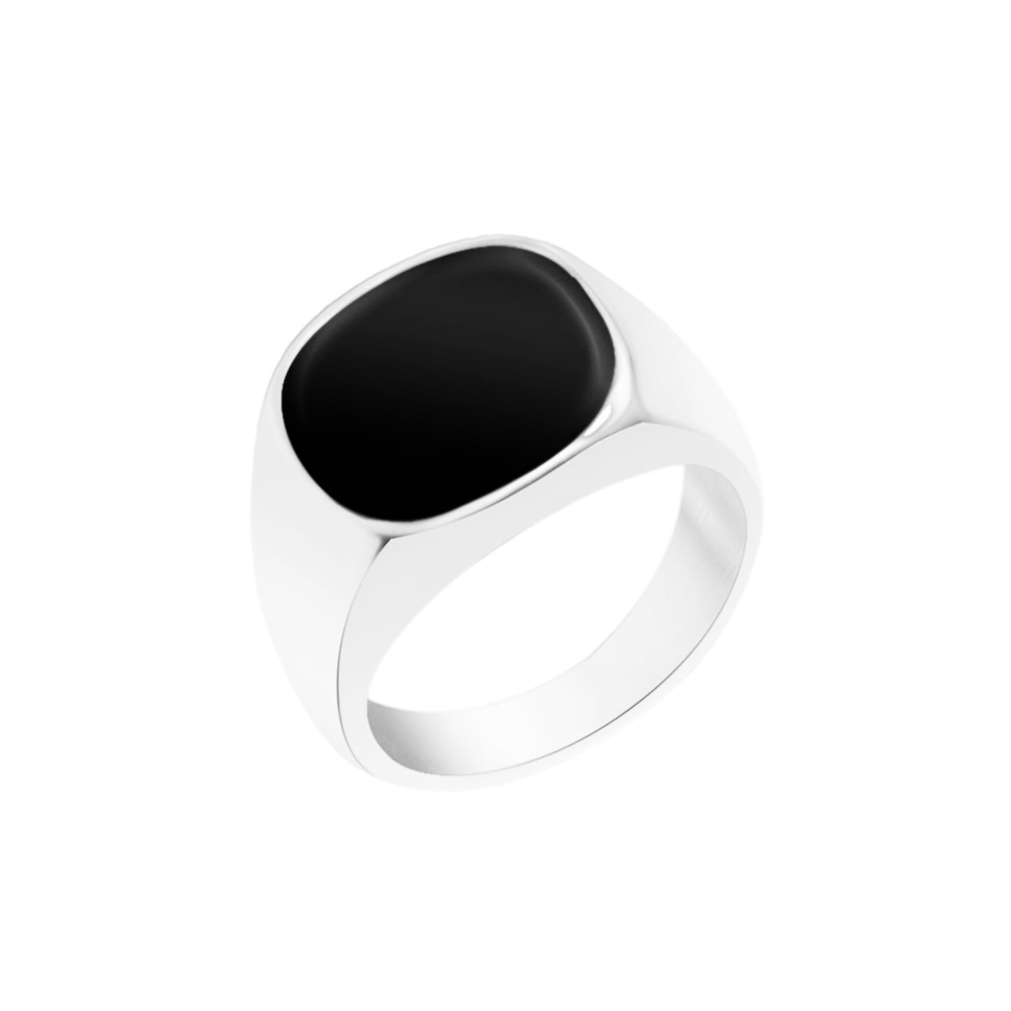 Gold or Silver Steel Black Onyx Ring