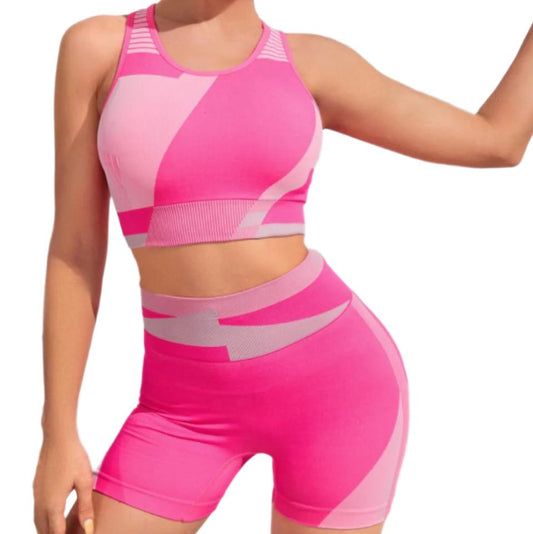 Color Block Sports Bra & Shorts Set