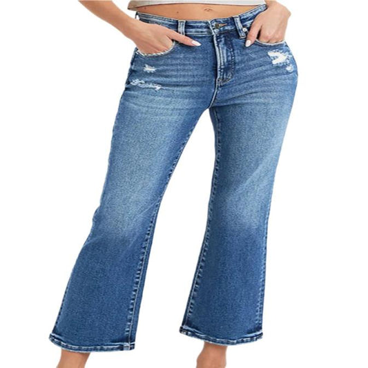 Tummy Control High Rise Crop Bootcut Jeans