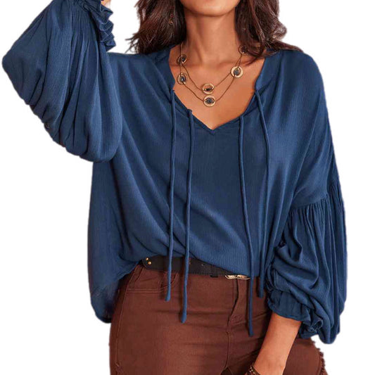 Tie Neck Long Sleeve Blouse