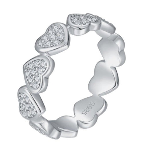 Enchanted Hearts Moissanite Eternity Band