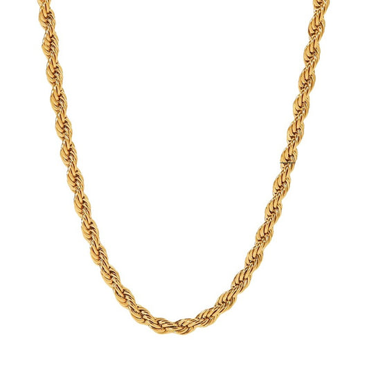 Gold Steel Twisted Chain Necklace