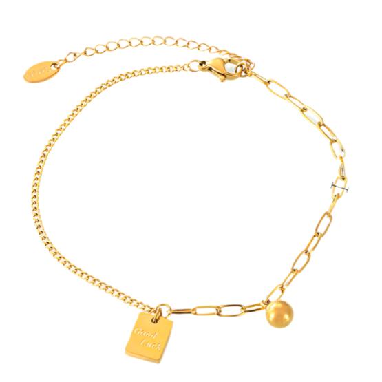 Gold Steel Charm Chain Anklet