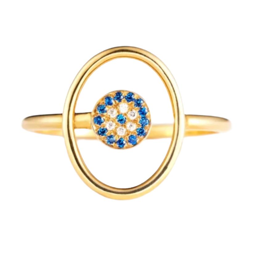 Gold 925 Sterling Silver Evil Eye Ring