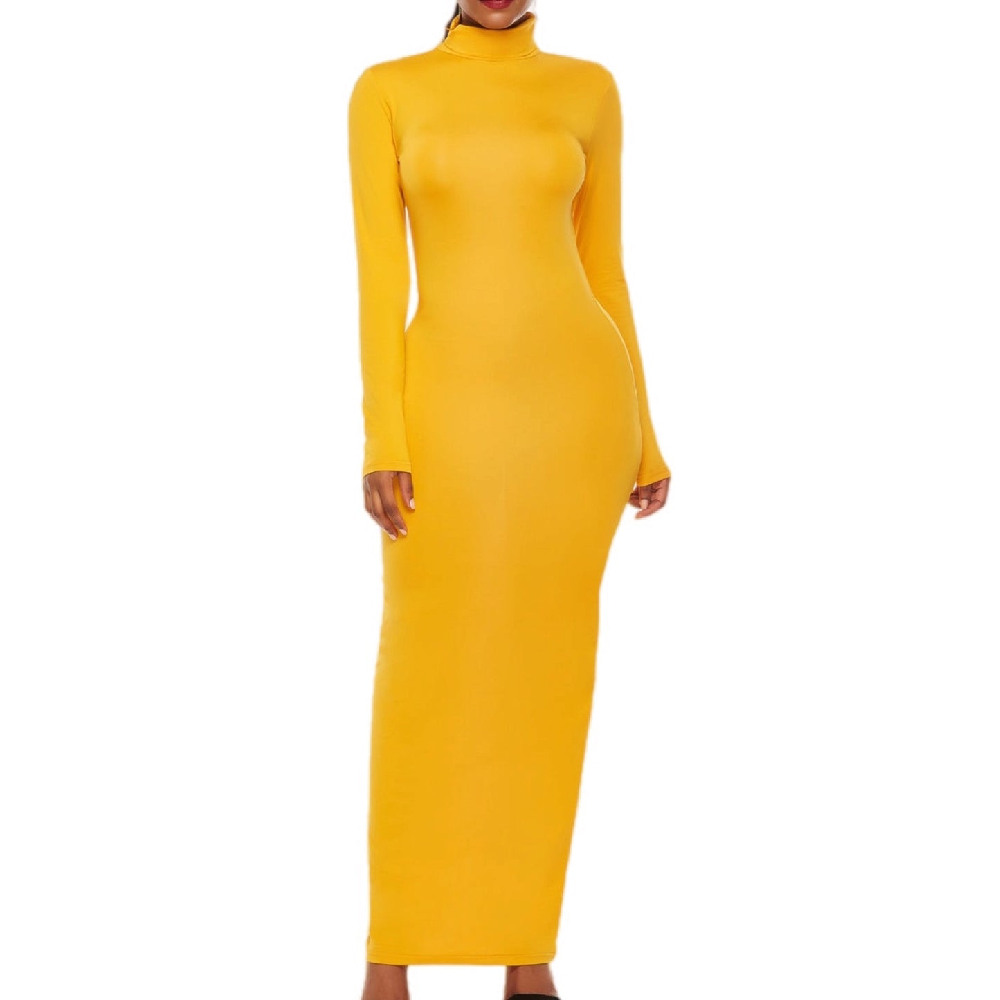 Sleek Turtleneck Long Sleeve Maxi Dress