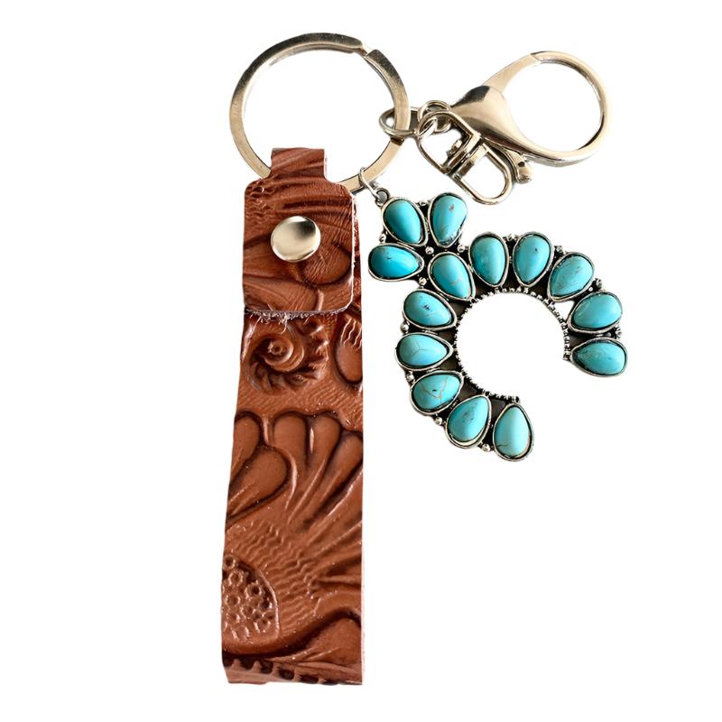 Turquoise Genuine Leather Keychain