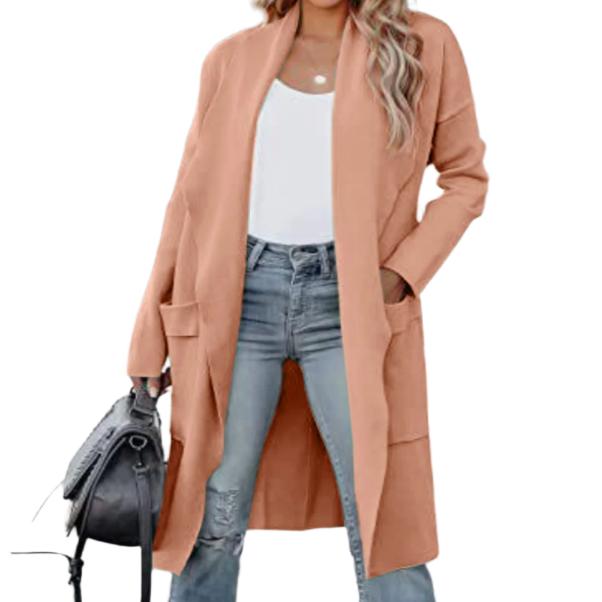 Open Front Dropped Shoulder Cardigan