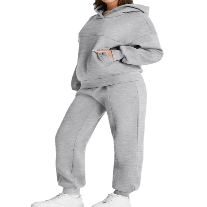 Dropped Shoulder Long Sleeve Hoodie & Pants Lounge Set