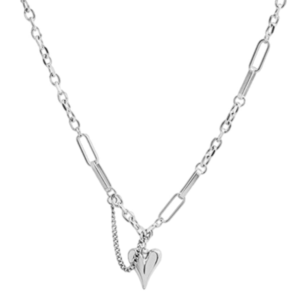 Titanium Steel Heart Charm Necklace