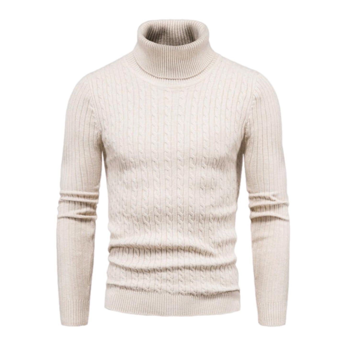 Knitted Striped Long Sleeve Turtleneck Shirt