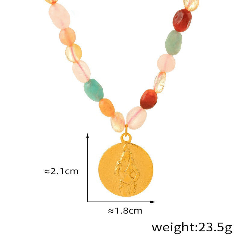 Gold Gemstone Beaded Charm Necklaces