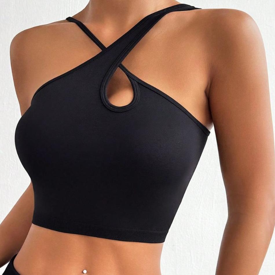 Crisscross Cutout Crop Active Tank