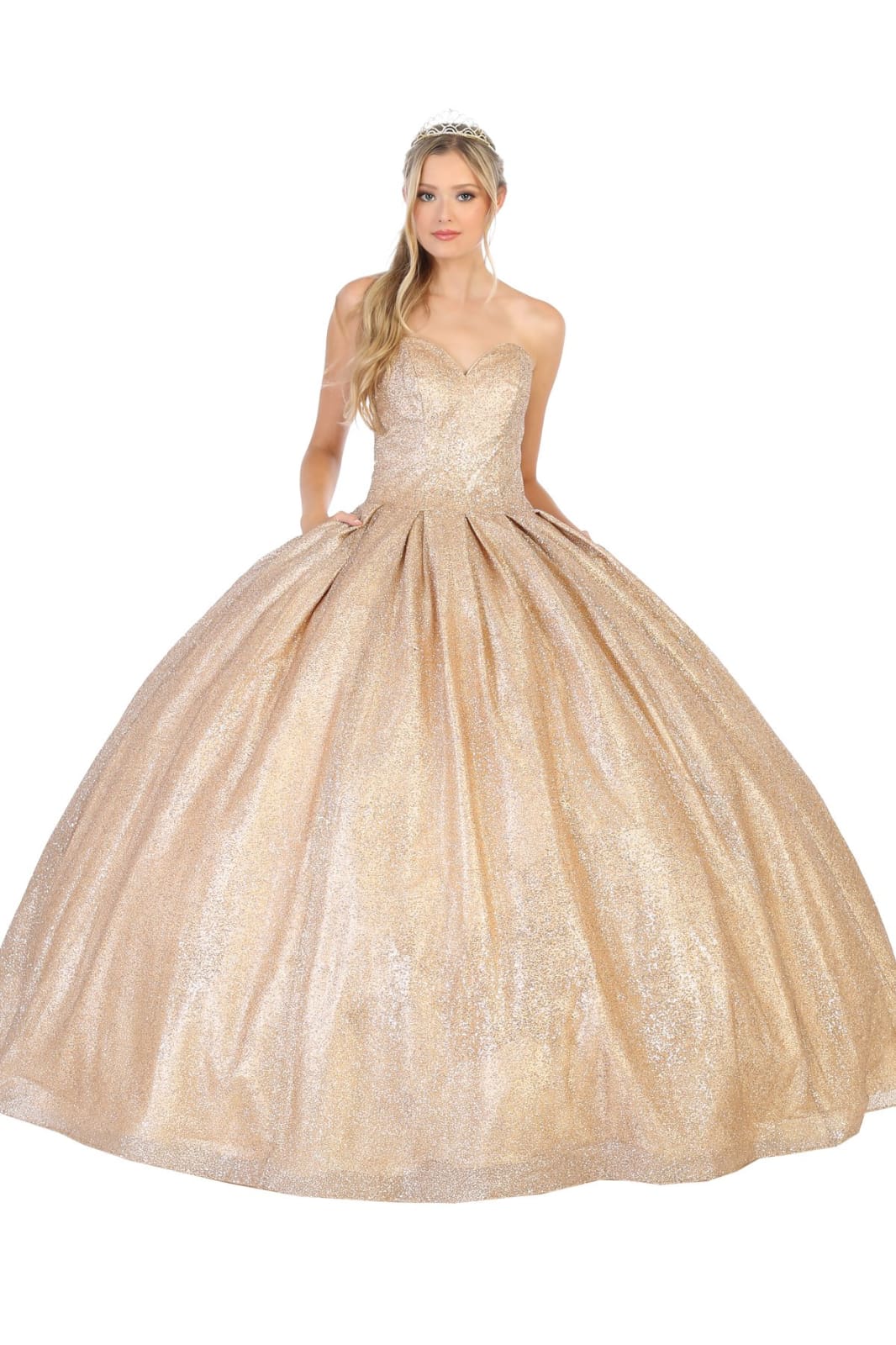 Strapless Sweetheart Glitter Quince Ball Gown