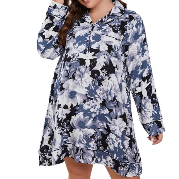 Floral Long Sleeve Night Dress