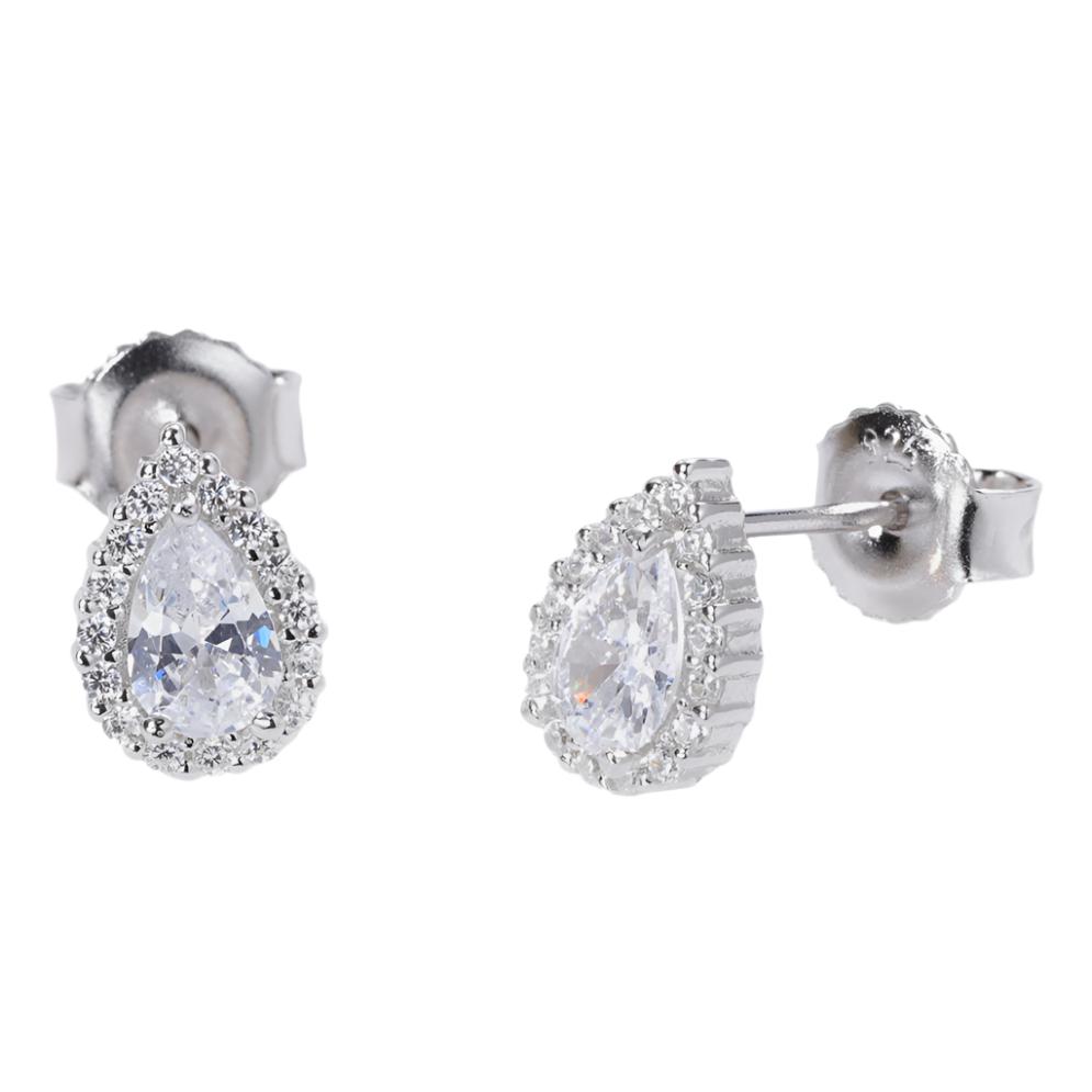 925 Sterling Silver CZ Teardrop Shape Earrings