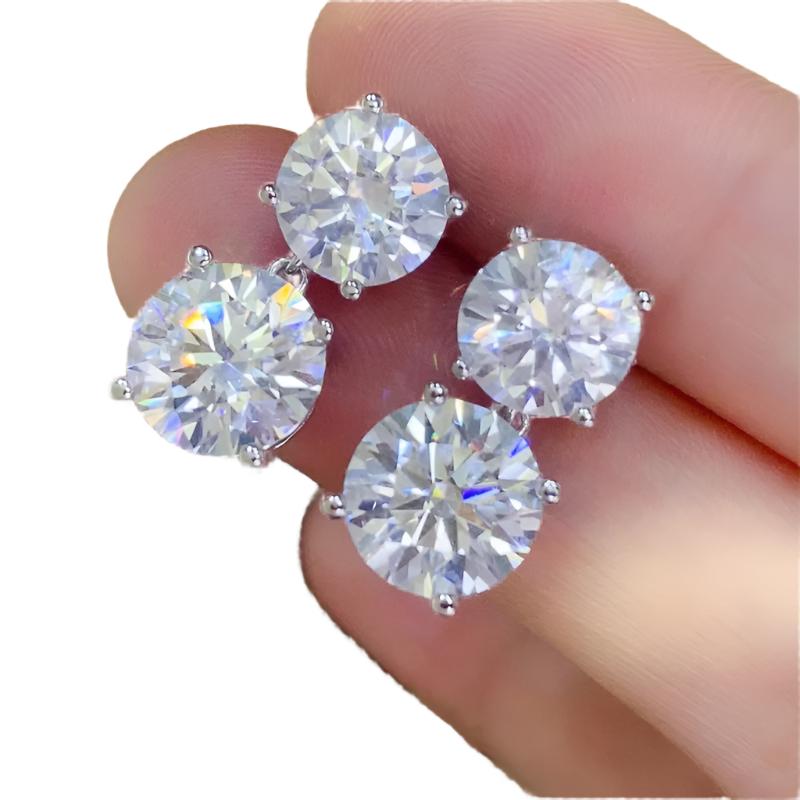 10 Carat Moissanite 925 Sterling Silver Earrings