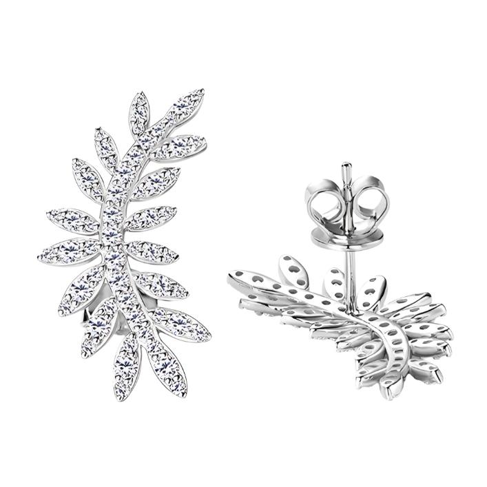 Moissanite 925 Sterling Silver Leaf Stud Earrings