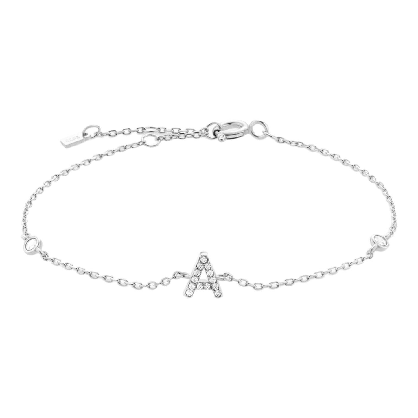 CZ Initial Charm Bracelet - A To F CZ