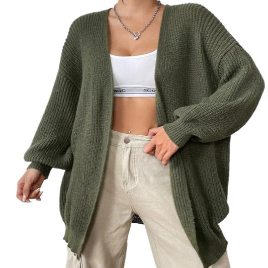 Open Front Army Green Cardigan