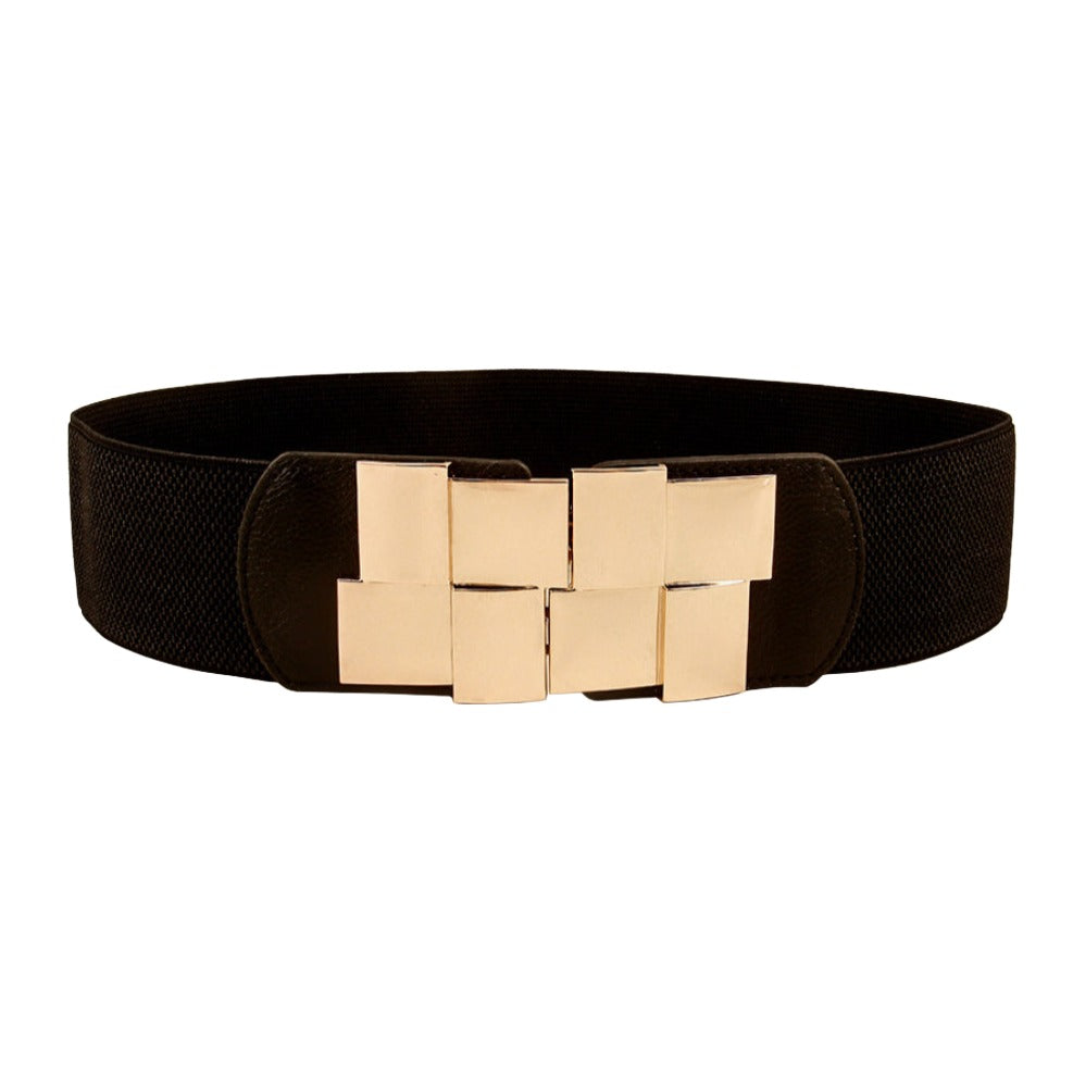 Geometric Buckle Elastic Wide Belt