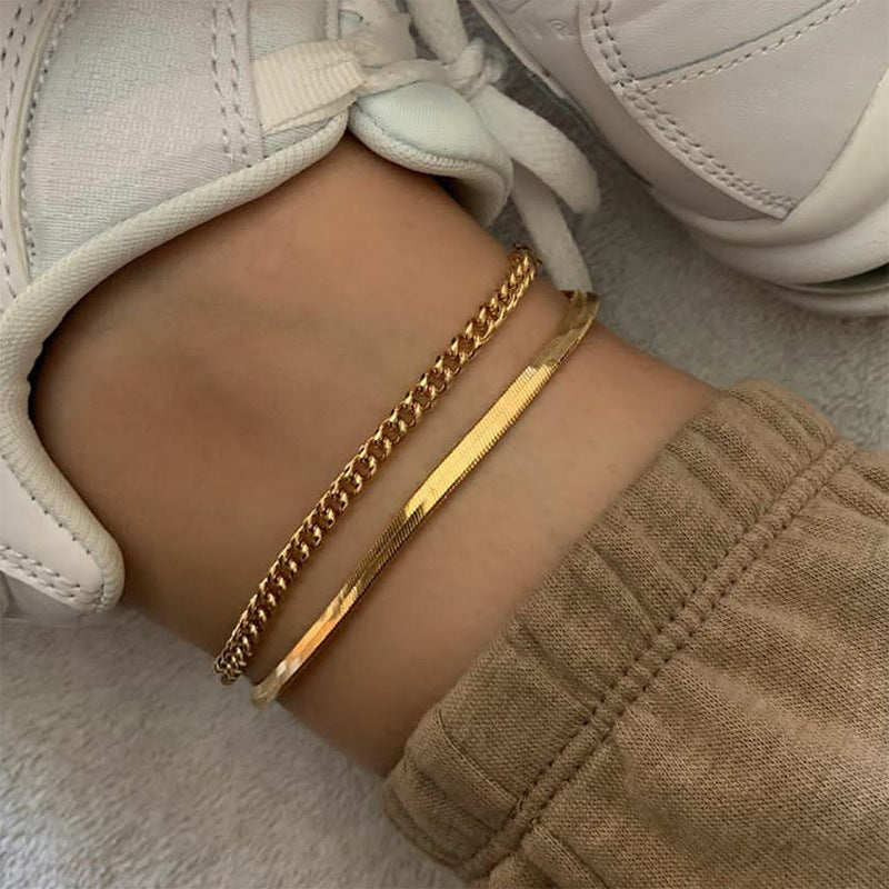 Gold Steel Snake Chain Anklet