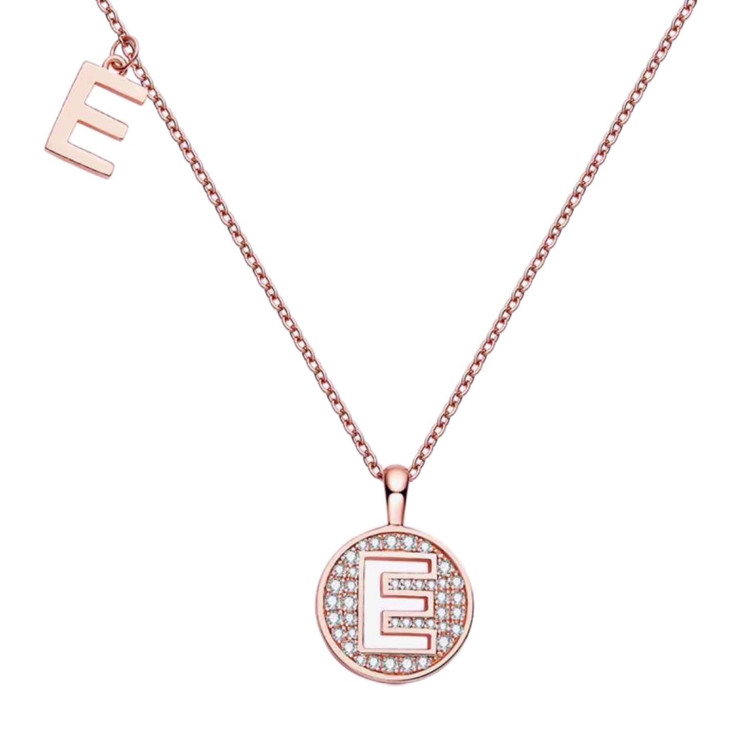 Moissanite Coin Initial Charm Necklace - A to J