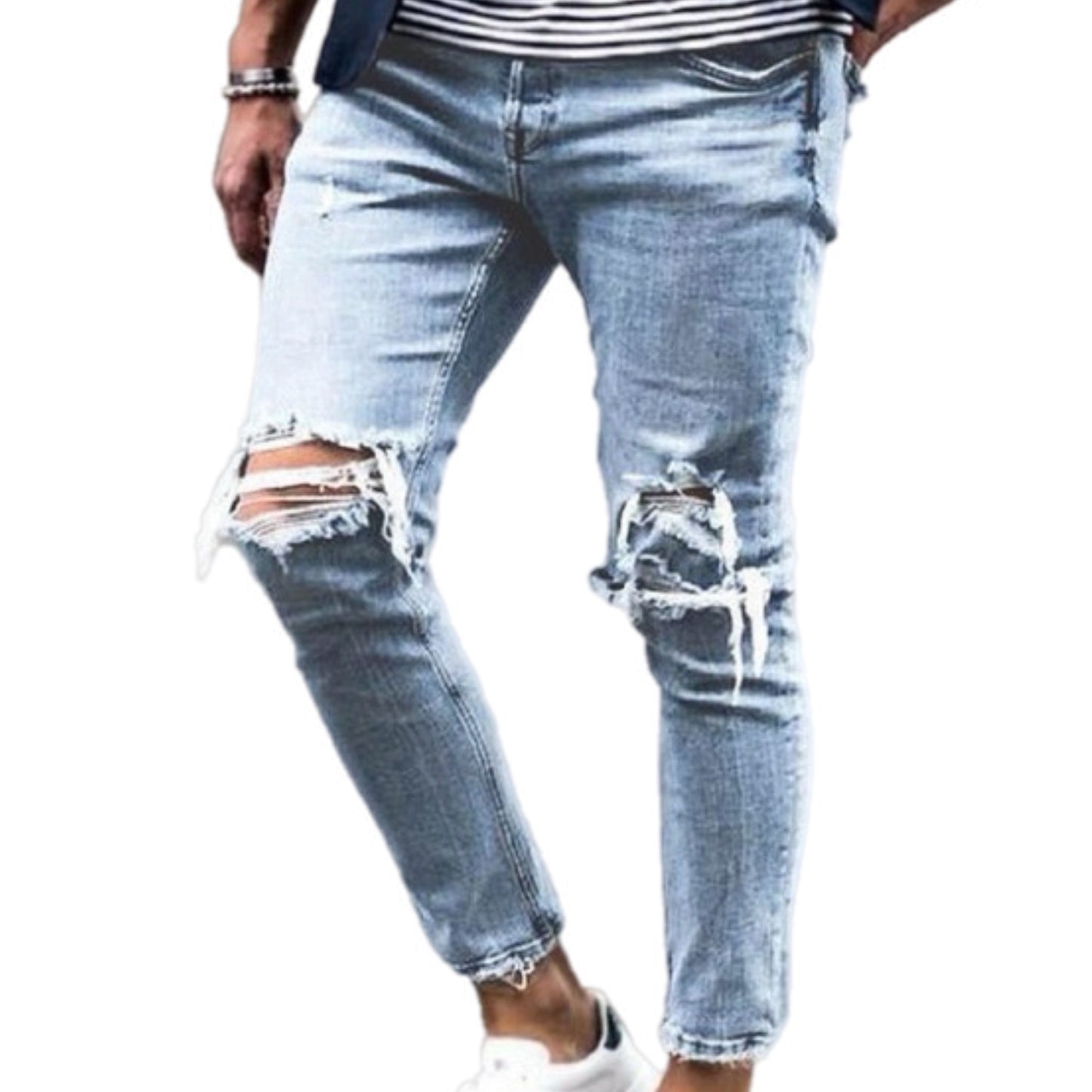 Men's Ripped Straight Leg Jeans