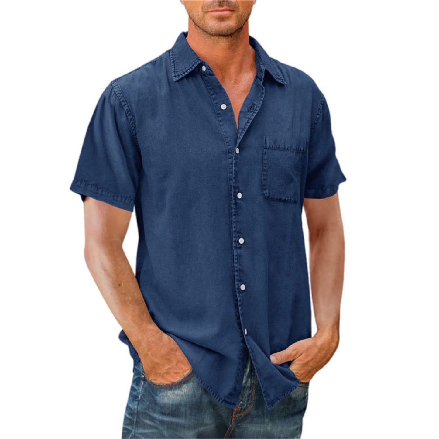 Short Sleeve Button Up Shirt Slim Fit