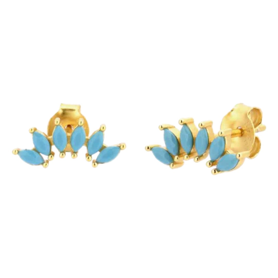 CZ Gold Sterling Stud Curved Earrings