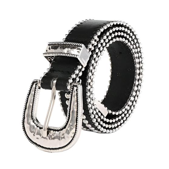 Studded Rhinestone Vegan Leather Belt