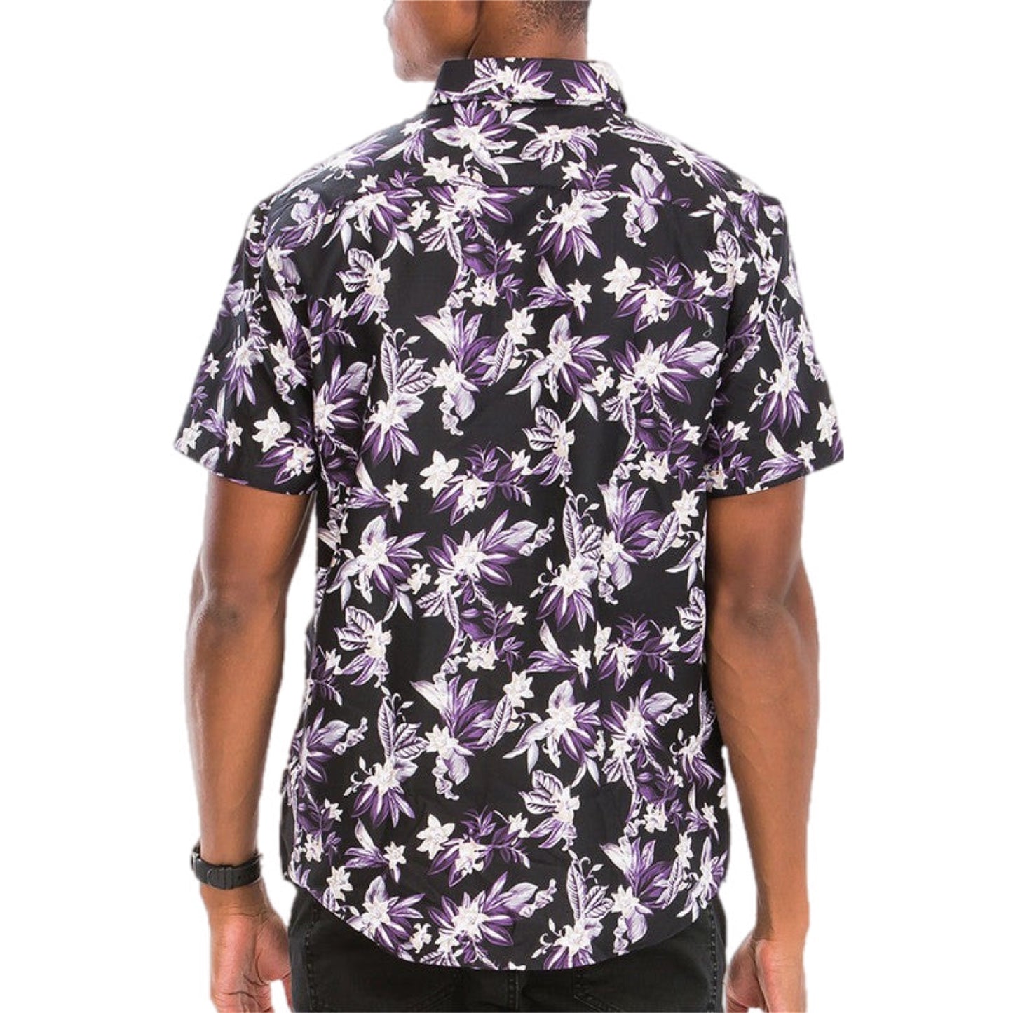 Midnight Floral Elegance Button-Up