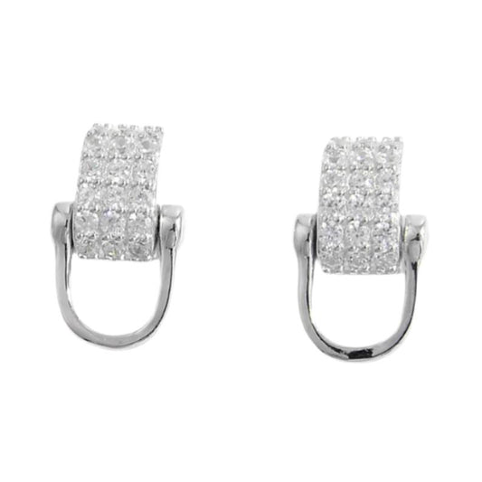 925 Sterling Silver Inlaid CZ Earrings