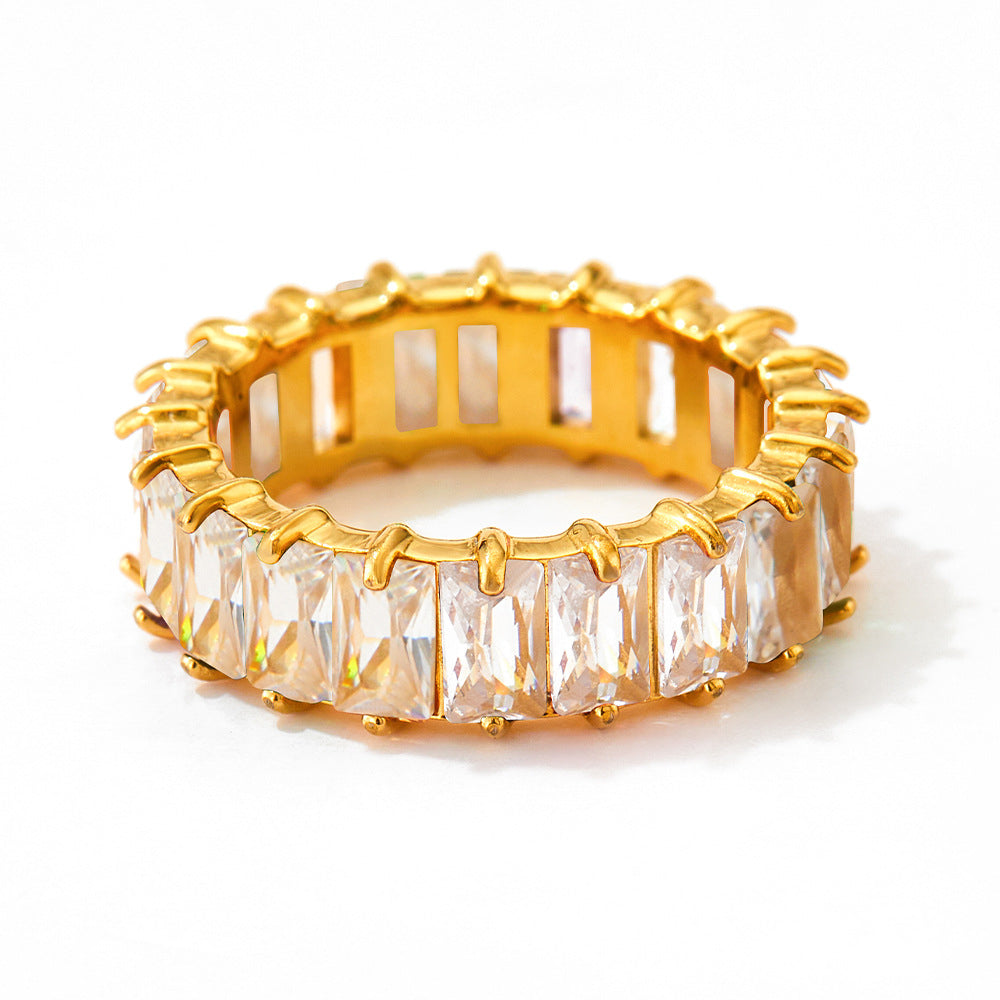 Gold Steel CZ Ring