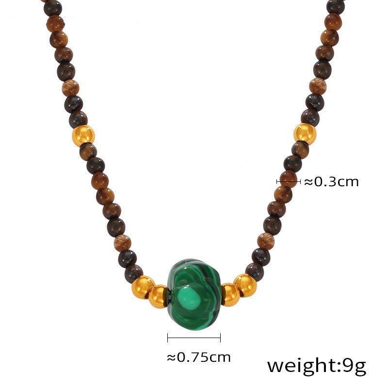 Gold Gemstone Beaded Charm Necklaces