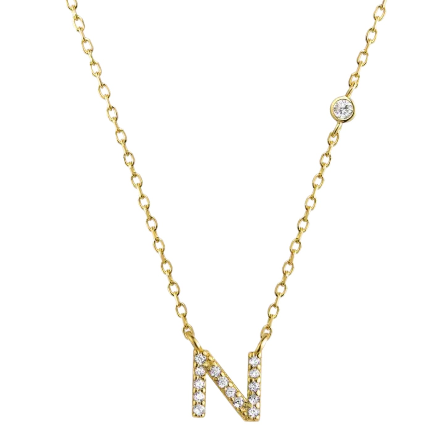 CZ Initial Charm Necklace - L to P