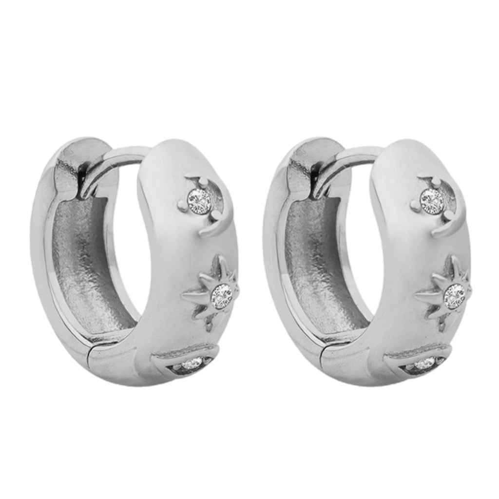 CZ Titanium Steel Huggie Earrings