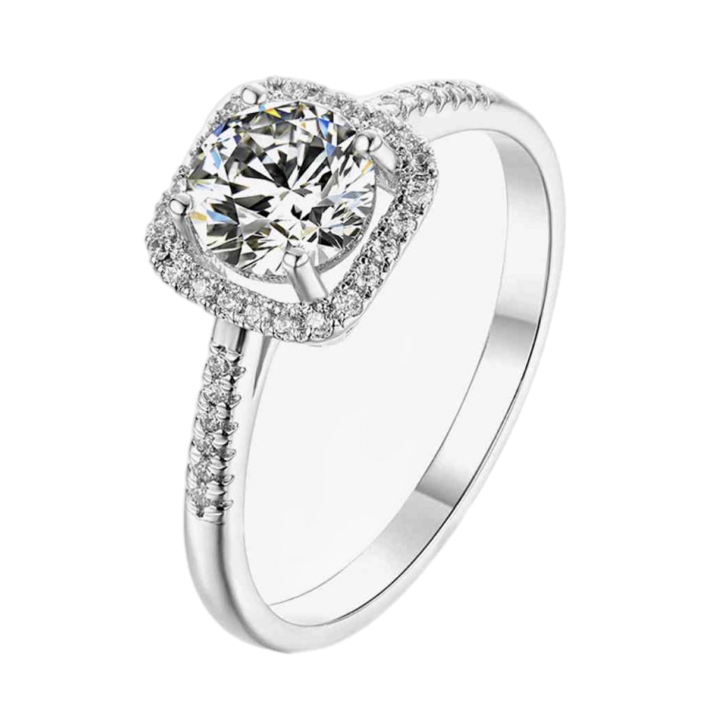 Moissanite Solitaire Sterling Silver Ring