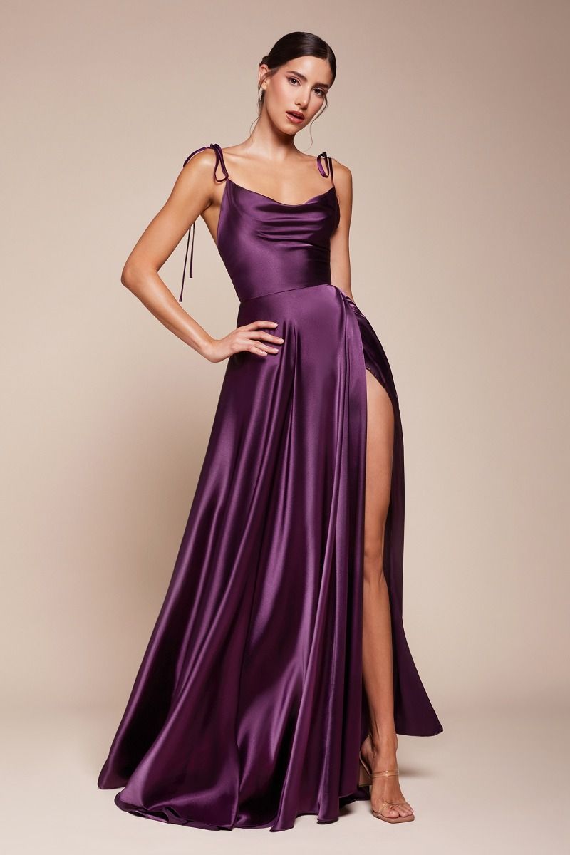 Spaghetti Straps Cowl Neck Bridesmaids Dress