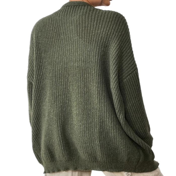 Open Front Army Green Cardigan