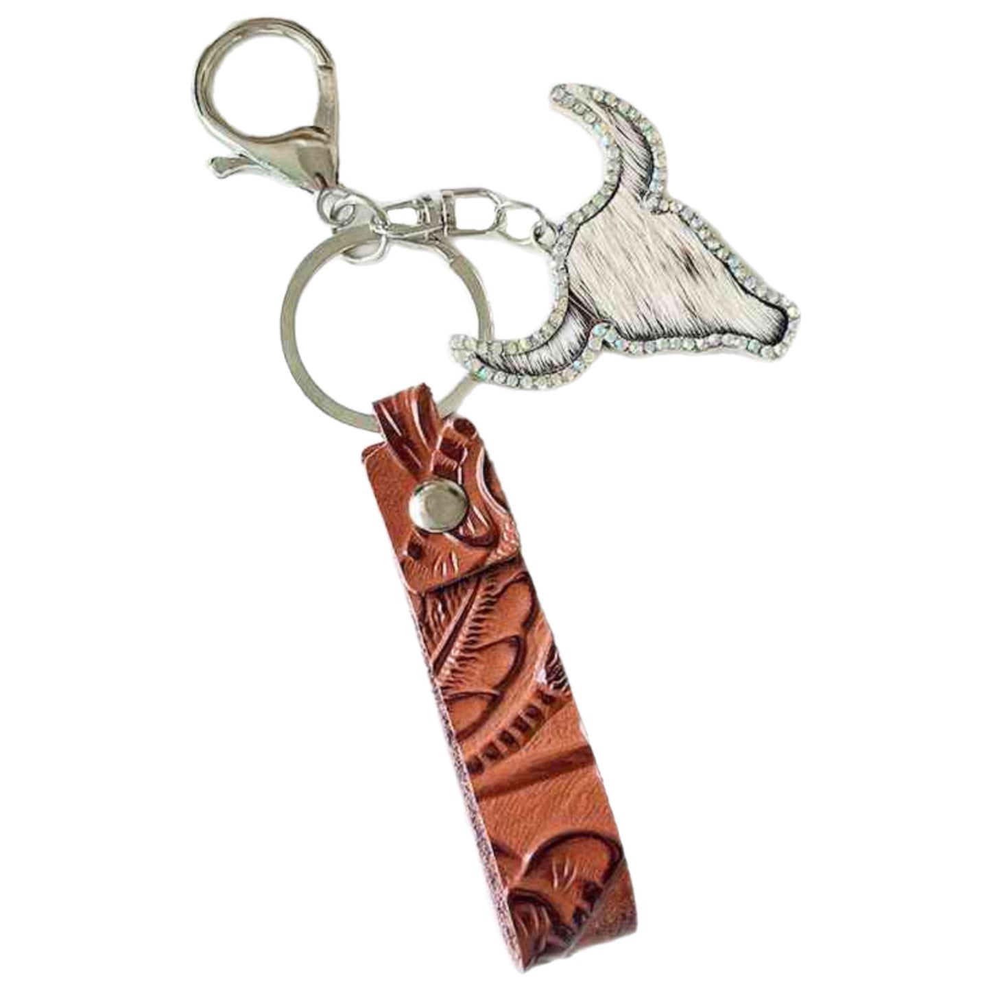 Rhinestone Bull Keychain