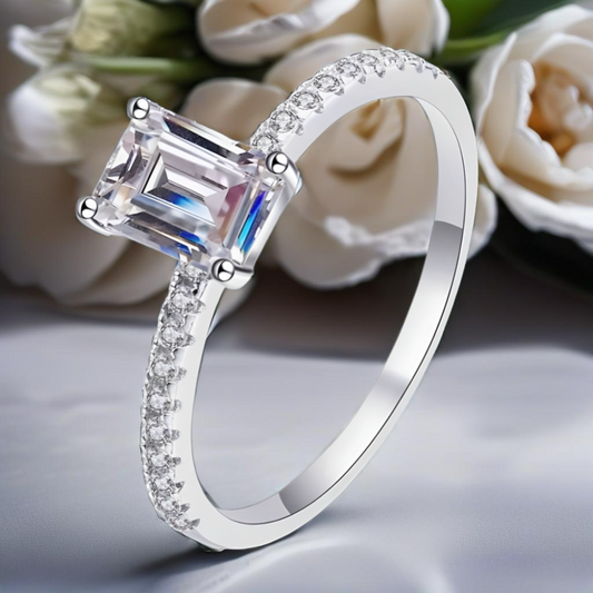 Sterling Silver Ring with Moissanite