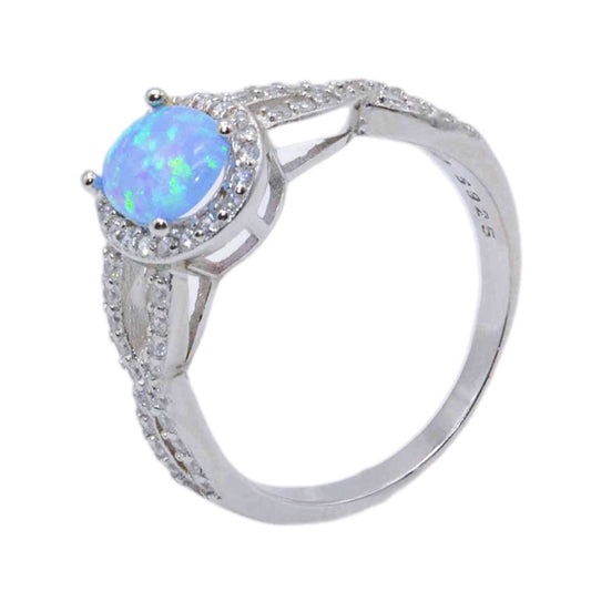 Blue Opal Statement Halo Pave Ring