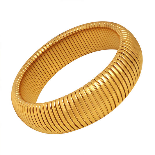 Gold Steel Bangle Bracelet