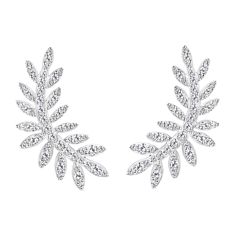 Moissanite 925 Sterling Silver Leaf Stud Earrings