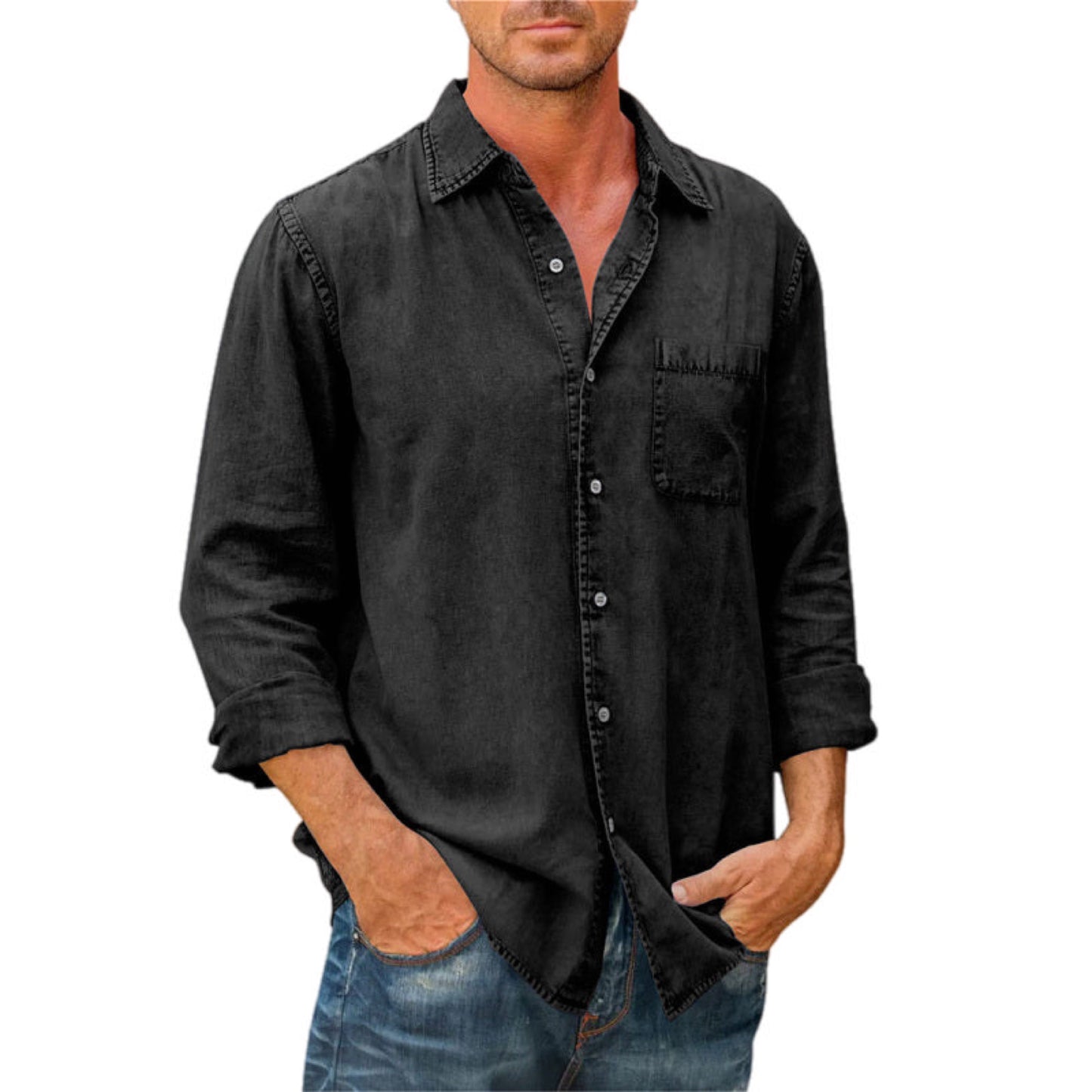 Long Sleeve Button Up Shirt Slim Fit