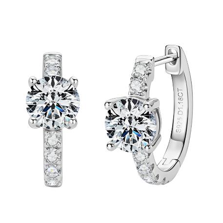 2.36 Carat Moissanite 925 Sterling Silver Hoop Earrings